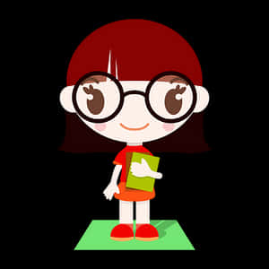 Cartoon Girlwith Book PNG image with transparent background
