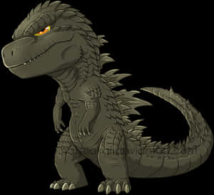 Cartoon Godzilla Standing PNG image with transparent background
