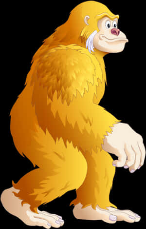 Cartoon Golden Ape Illustration PNG image with transparent background