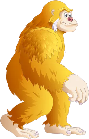 Cartoon Golden Ape Illustration PNG Image