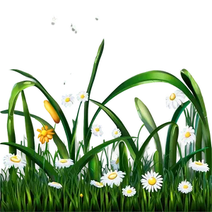 Cartoon Grass With Daisies Png 06122024 PNG Image