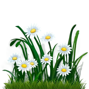 Cartoon Grass With Daisies Png Hvu16 PNG Image