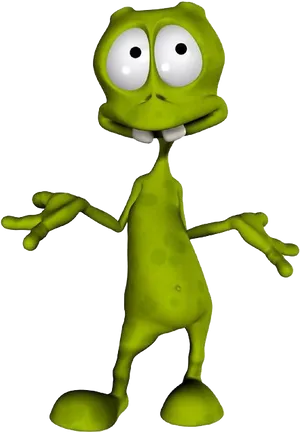 Cartoon Green Alien Standing PNG Image