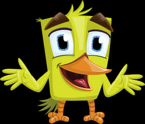 Cartoon Green Bird Character PNG image with transparent background