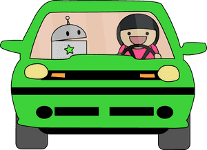 Driving - Cartoon Robot Driving Car, HD Png Download PNG image with transparent background