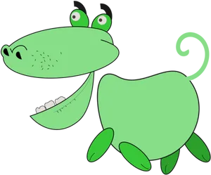 Cartoon Green Creature Illustration PNG Image