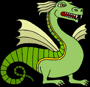 Cartoon Green Dragon Illustration PNG image with transparent background