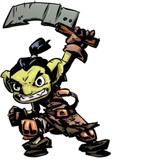 Cartoon Green Goblin Holding Hammer PNG Image