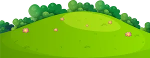 Cartoon Green Meadow Background PNG Image