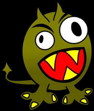 Cartoon Green Monster Illustration PNG image with transparent background