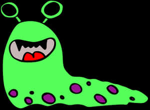 Cartoon Green Slug Alien PNG image with transparent background