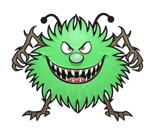 Cartoon Green Virus Character PNG Image