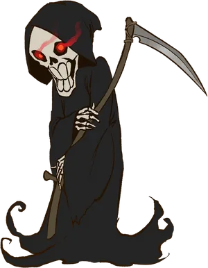 Cartoon Grim Reaper Red Eyes PNG Image