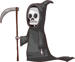 Cartoon Grim Reaper Standing PNG Image