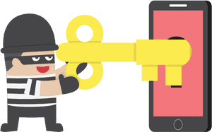 Cartoon Hacker Unlocking Smartphone PNG image with transparent background