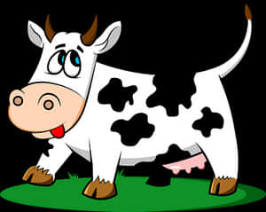 Cartoon Happy Cow Standingon Grass PNG image with transparent background