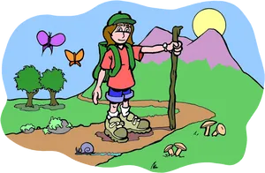 Cartoon Hiker Adventure Outdoors.png PNG Image