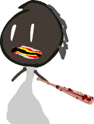 Cartoon Horror Figurewith Bloody Weapon PNG with transparent background