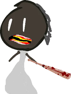 Cartoon Horror Figurewith Bloody Weapon PNG Image