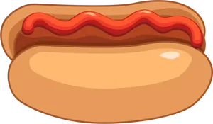 Cartoon Hot Dog With Ketchup PNG Image