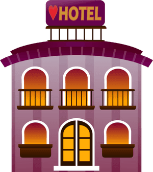 Cartoon Hotel Facade Graphic PNG image with transparent background