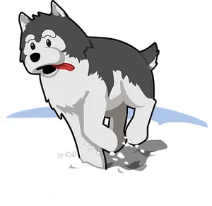 Cartoon Huskyon Ice PNG Image