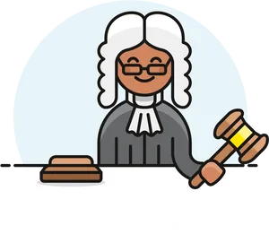 Cartoon Judge With Gavel PNG Image