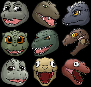 Cartoon_ Kaiju_ Heads_ Collection PNG image with transparent background
