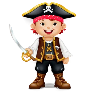 Cartoon Kid In Pirate Costume Png Lgg PNG Image