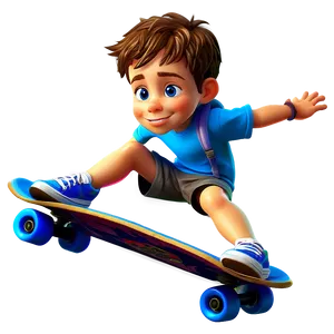 Cartoon Kid On Skateboard Png Clp25 PNG Image