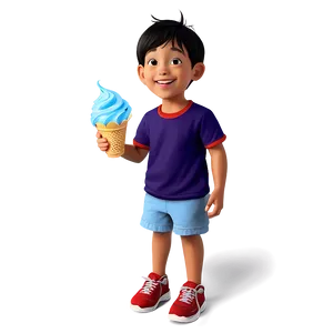 Cartoon Kid With Ice Cream Png Ftb PNG Image