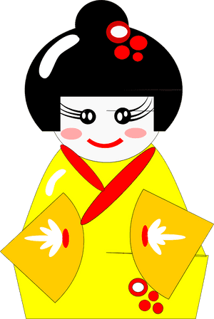 Cartoon Kimono Doll Graphic PNG image with transparent background