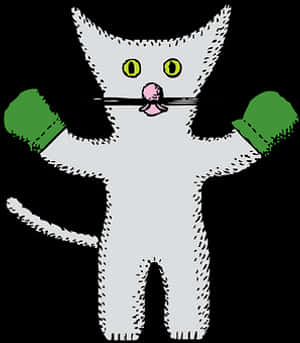 Cartoon Kitten Boxing Gloves PNG image with transparent background