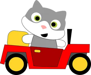 Cartoon Kitten Driving Car PNG Image