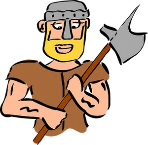 Cartoon Knightwith Axe PNG Image