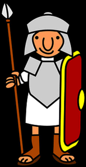 Cartoon Knightwith Spearand Shield PNG with transparent background
