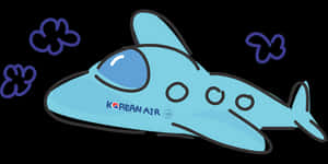 Cartoon Korean Air Plane Illustration PNG image with transparent background