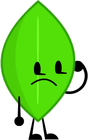 Cartoon Leaf Character Unhappy Expression PNG Image