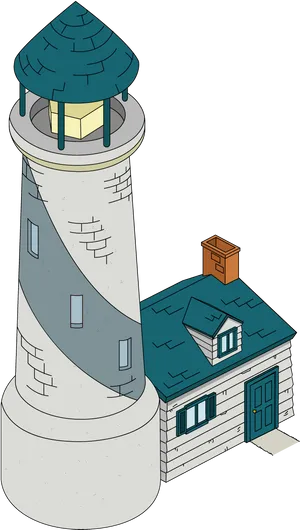 Cartoon Lighthouse Illustration PNG Image