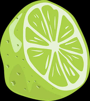 Cartoon Lime Slice Graphic PNG with transparent background