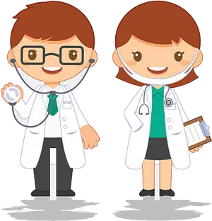 Cartoon Maleand Female Doctors Clipart PNG Image