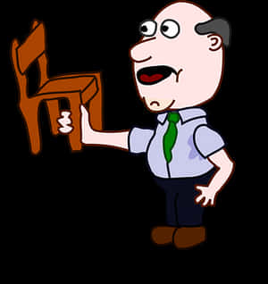 Cartoon Man Holding Chair PNG image with transparent background