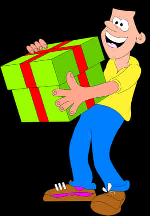 Free Stock Photo - Man With Present Cartoon, HD Png Download PNG image with transparent background