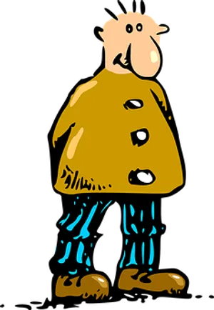 Cartoon Man Shivering Cold PNG Image