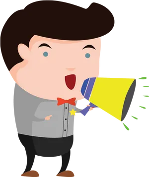 Cartoon Man With Megaphone PNG Image