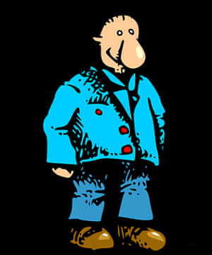 Cartoon Manin Blue Jacket PNG with transparent background