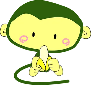 Cartoon Monkey Eating Banana PNG Image