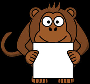 Cartoon Monkey Holding Sign PNG image with transparent background