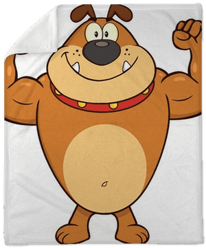 Cartoon Muscular Bulldog Flexing PNG image with transparent background
