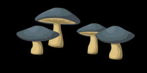 Cartoon Mushroomson Black Background PNG with transparent background